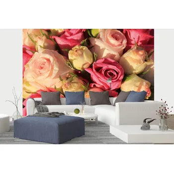 Fototapeta DIMEX | Samolepicí vliesová fototapeta na zeď Svatební kytice růží MA-5-1394 | 375 x 250 cm | krémová, růžová + Samolepicí vliesová fototapeta na stěnu DIMEX Svatební kytice růží MA51394 v rozměru 375 x 250 cm