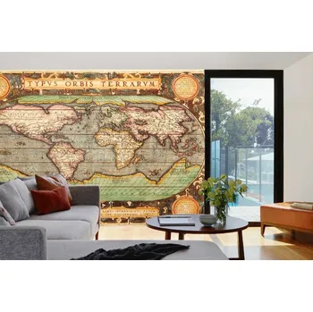 Fototapeta DIMEX | Samolepicí vliesová fototapeta na zeď Stará mapa II. MA-5-1531 | 375 x 250 cm | zelená, žlutá, hnědá + Samolepicí vliesová fototapeta na stěnu DIMEX Stará mapa II. MA51531 v rozměru 375 x 250 cm