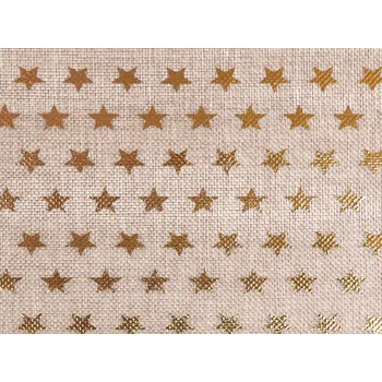 Vánoční imitace juty šíře 48 cm hvězdy Balení: 1 m, Varianta: režná přírodní zlatá - 8596475291828
