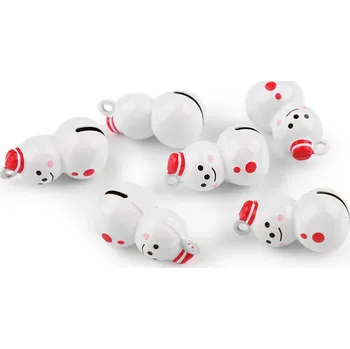 Vánoční dekorace Rolničky sněhulák Balení: 2 ks, Varianta: 1 bílá červená - 8596475524384