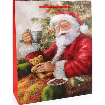 Bytová dekorace Vánoční dárková taška s glitry Balení: 3 ks, Varianta: 3 červená - 8596475661263