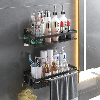 Koupelnový nábytek KOUPELNOVÁ POLICE Bez vrtání 2ks s háčkem