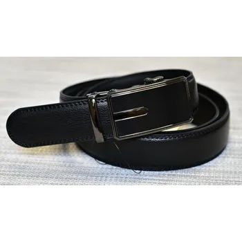 Spona na kravatu Pánský kožený opasek vzor N002 - černá barva. - černá/140 cm