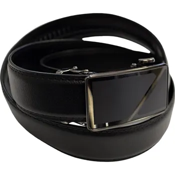 Spona na kravatu Pánský kožený opasek vzor N089 - černý - černá/130 cm