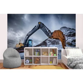 Fototapeta DIMEX | Samolepicí vliesová fototapeta na zeď Staré rypadlo MA-5-2715 | 375 x 250 cm | modrá, bílá, šedá + Samolepicí vliesová fototapeta na stěnu DIMEX Staré rypadlo MA52715 v rozměru 375 x 250 cm