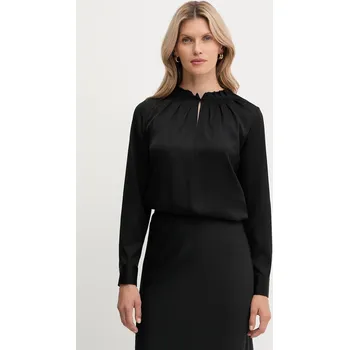 Dámská halenka Hedvábná halenka BOSS Banorah1 dámská, černá barva, hladká, 50548224 99X, vel. 38