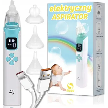 Kojenecká hygiena Elektrická odsávačka hlenů Sigos bílá s měkkým nástavcem 25 ml USB