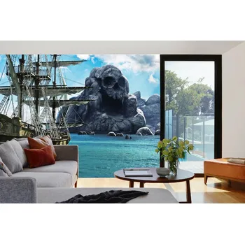 Fototapeta DIMEX | Samolepicí vliesová fototapeta na zeď Pirátská loď MA-5-2773 | 375 x 250 cm | bílá, šedá + Samolepicí vliesová fototapeta na stěnu DIMEX Pirátská loď MA52773 v rozměru 375 x 250 cm