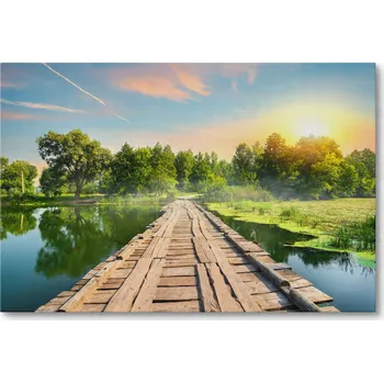 Obraz Obraz na plátně DŘEVĚNÝ MOST PŘI ZÁPADU SLUNCE 60 x 40 cm