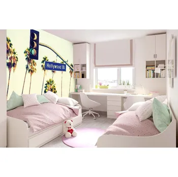 Fototapeta DIMEX | Samolepicí vliesová fototapeta na zeď Nápis Hollywood Boulevard MA-5-2942 | 375 x 250 cm | zelená, modrá, bílá + Samolepicí vliesová fototapeta na stěnu DIMEX Nápis Hollywood Boulevard MA52942 v rozměru 375 x 250 cm