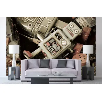 Fototapeta DIMEX | Samolepicí vliesová fototapeta na zeď Retro hračky MA-5-2138 | 375 x 250 cm | zelená, červená, bílá, černá, šedá + Samolepicí vliesová fototapeta na stěnu DIMEX Retro hračky MA52138 v rozměru 375 x 250 cm