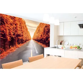 Fototapeta DIMEX | Samolepicí vliesová fototapeta na zeď Podzimní silnice MA-5-2871 | 375 x 250 cm | červená, žlutá, šedá + Samolepicí vliesová fototapeta na stěnu DIMEX Podzimní silnice MA52871 v rozměru 375 x 250 cm