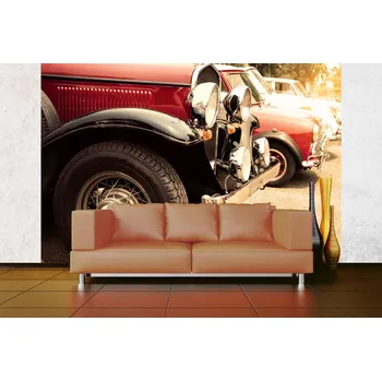 Fototapeta DIMEX | Samolepicí vliesová fototapeta na zeď Detail vintage automobilu MA-5-2740 | 375 x 250 cm | červená, černá, metalická + Samolepicí vliesová fototapeta na stěnu DIMEX Detail vintage automobilu MA52740 v rozměru 375 x 250 cm