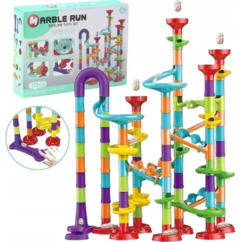 Kuličková dráha KULIČKOVÁ DRÁHA S VYSTŘELOVAČEM KULIČEK LABYRINT SET PRO DĚTI 113 dílů