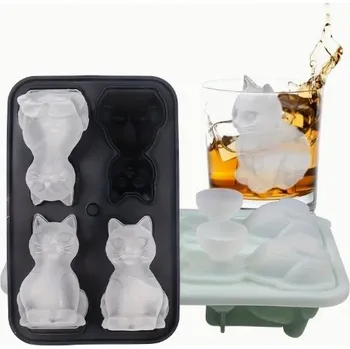 Tvořítko na led Forma na led 3D s kočkou, silikonová forma na led pro koťata, odolná