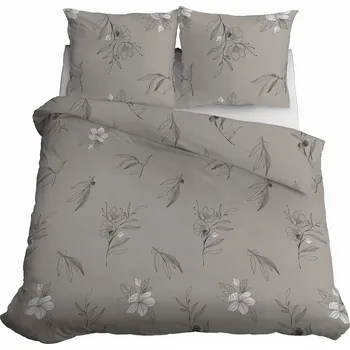 Povlečení Povlečení bavlněný satén 160x200 Detexpol květiny béžové 4916A