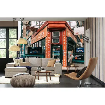 Fototapeta DIMEX | Samolepicí vliesová fototapeta na zeď West Village MA-5-2805 | 375 x 250 cm | zelená, červená, šedá + Samolepicí vliesová fototapeta na stěnu DIMEX West Village MA52805 v rozměru 375 x 250 cm