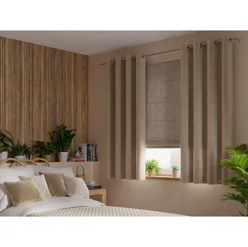 Dekorační krátký velvet závěs s kroužky VELVI 001 tmavě béžová 140x160 cm (cena za 1 kus) MyBestHome