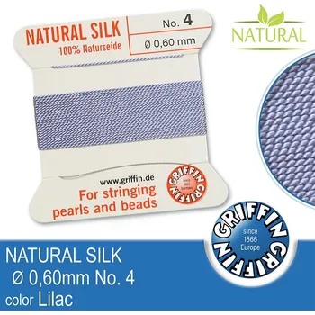 Nit Hedvábná nit s jehlou GRIFFIN síla nitě 0,60mm No.4 délka 2m. Barva Lilac