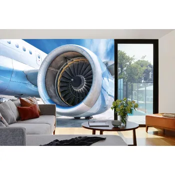 Fototapeta DIMEX | Samolepicí vliesová fototapeta na zeď Tryskový motor MA-5-2912 | 375 x 250 cm | modrá, bílá, černá + Samolepicí vliesová fototapeta na stěnu DIMEX Tryskový motor MA52912 v rozměru 375 x 250 cm