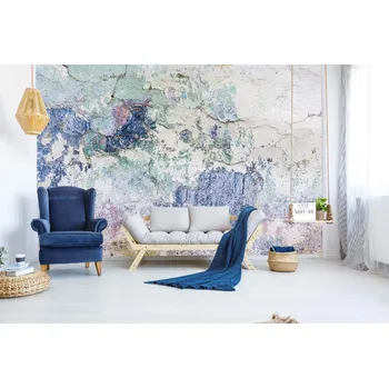 Fototapeta DIMEX | Samolepicí vliesová fototapeta na zeď Špinavá modrá zeď MA-5-2423 | 375 x 250 cm | zelená, modrá, bílá + Samolepicí vliesová fototapeta na stěnu DIMEX Špinavá modrá stěnu DIMEX MA52423 v rozměru 375 x 250 cm