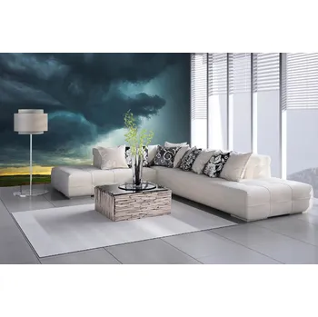 Fototapeta DIMEX | Samolepicí vliesová fototapeta na zeď Bouřkové mraky MA-5-2326 | 375 x 250 cm | zelená, modrá, bílá, šedá + Samolepicí vliesová fototapeta na stěnu DIMEX Bouřkové mraky MA52326 v rozměru 375 x 250 cm