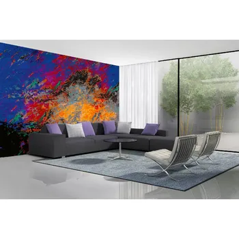 Fototapeta DIMEX | Samolepicí vliesová fototapeta na zeď Abstraktní barevný vzor MA-5-2556 | 375 x 250 cm | modrá, červená, černá, oranžová, šedá + Samolepicí vliesová fototapeta na stěnu DIMEX Abstraktní barevný vzor MA52556 v rozměru 375 x 250 cm