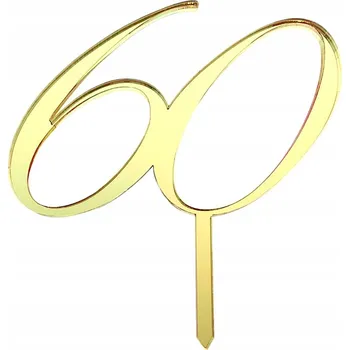 Dortová svíčka Zlatý zápich na 60. narozeniny, zlaté výročí, ozdoba na dort, 60 let, plexi, 11 cm