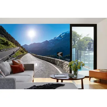 Fototapeta DIMEX | Samolepicí vliesová fototapeta na zeď Silnice v Alpách MA-5-2869 | 375 x 250 cm | zelená, modrá, šedá + Samolepicí vliesová fototapeta na stěnu DIMEX Silnice v Alpách MA52869 v rozměru 375 x 250 cm