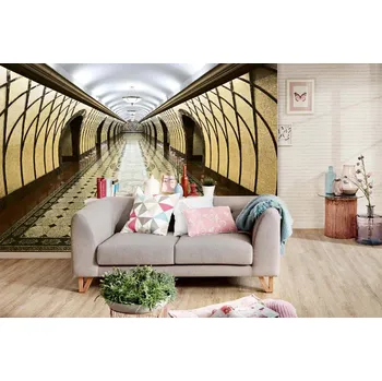 Fototapeta DIMEX | Samolepicí vliesová fototapeta na zeď Metro v Almaty MA-5-2819 | 375 x 250 cm | bílá, žlutá, hnědá + Samolepicí vliesová fototapeta na stěnu DIMEX Metro v Almaty MA52819 v rozměru 375 x 250 cm