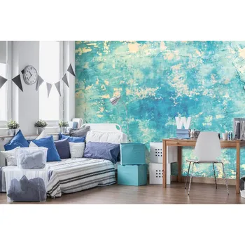 Fototapeta DIMEX | Samolepicí vliesová fototapeta na zeď Modrá betonová zeď MA-5-2443 | 375 x 250 cm | modrá, bílá + Samolepicí vliesová fototapeta na stěnu DIMEX Modrá betonová stěnu DIMEX MA52443 v rozměru 375 x 250 cm