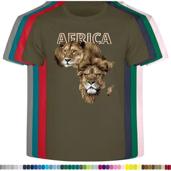 Pánské tričko panske-levne-bavlnene-tricko-digi-potisk-lvi-afrika Barva: Khaki, velikost: XS