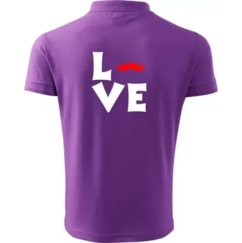 Pánská košile Love mustache - Polokošile pánská Pique Polo 203 - 2XL ( Fialová )