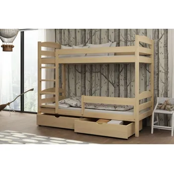 Dětská postel Dětská patrová postel z masivu borovice KAJETÁN se šuplíky - 200x80 cm - PŘÍRODNÍ BOROVICE
