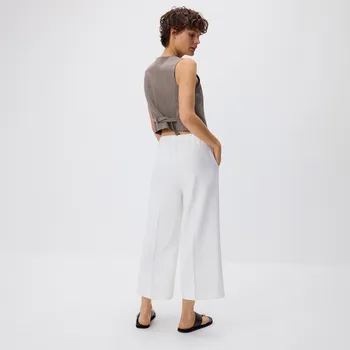 Dámské kalhoty Reserved - Kalhoty culotte s nažehlenými puky - bílá - 370GF-00X - 370GF-00X-40