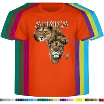 Pánská móda panske-levne-bavlnene-tricko-digi-potisk-lvi-afrika Barva: Orange - pomerančová, velikost: XXL