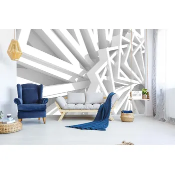 Fototapeta DIMEX | Samolepicí vliesová fototapeta na zeď Abstraktní bílá geometrie MA-5-2597 | 375 x 250 cm | bílá + Samolepicí vliesová fototapeta na stěnu DIMEX Abstraktní bílá geometrie MA52597 v rozměru 375 x 250 cm