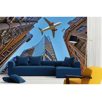 Fototapeta DIMEX | Samolepicí vliesová fototapeta na zeď Tryskové letadlo MA-5-2847 | 375 x 250 cm | modrá, bílá, hnědá + Samolepicí vliesová fototapeta na stěnu DIMEX Tryskové letadlo MA52847 v rozměru 375 x 250 cm