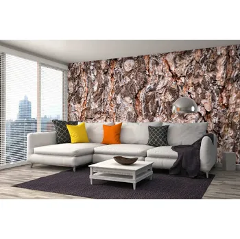 Fototapeta DIMEX | Samolepicí vliesová fototapeta na zeď Kůra borovice MA-5-2345 | 375 x 250 cm | béžová, oranžová, hnědá + Samolepicí vliesová fototapeta na stěnu DIMEX Kůra borovice MA52345 v rozměru 375 x 250 cm