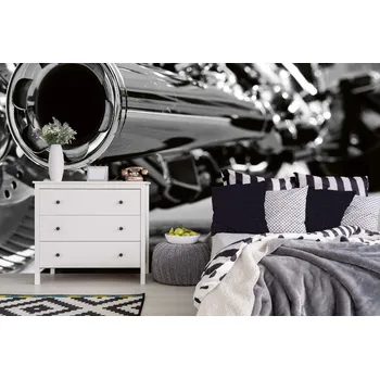 Fototapeta DIMEX | Samolepicí vliesová fototapeta na zeď Motocykl MA-5-2798 | 375 x 250 cm | černá, metalická + Samolepicí vliesová fototapeta na stěnu DIMEX Motocykl MA52798 v rozměru 375 x 250 cm