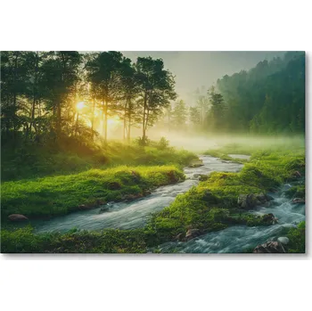 Obraz Obraz na plátně HORSKÝ POTOK V ZELENÉM LESE 30 x 20 cm