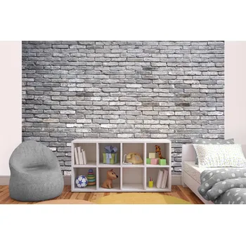 Fototapeta DIMEX | Samolepicí vliesová fototapeta na zeď Šedý cihlový dekor MA-5-2671 | 375 x 250 cm | šedá + Samolepicí vliesová fototapeta na stěnu DIMEX Šedý cihlový dekor MA52671 v rozměru 375 x 250 cm