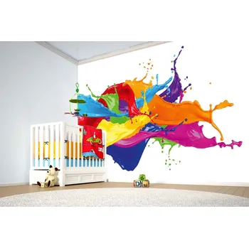Fototapeta DIMEX | Samolepicí vliesová fototapeta na zeď Stříkance barvy MA-5-2561 | 375 x 250 cm | zelená, modrá, žlutá, oranžová, růžová + Samolepicí vliesová fototapeta na stěnu DIMEX Stříkance barvy MA52561 v rozměru 375 x 250 cm