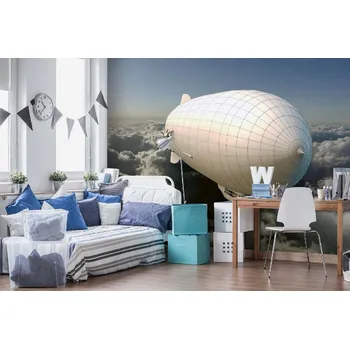 Fototapeta DIMEX | Samolepicí vliesová fototapeta na zeď Bílá vzducholoď MA-5-2784 | 375 x 250 cm | modrá, bílá + Samolepicí vliesová fototapeta na stěnu DIMEX Bílá vzducholoď MA52784 v rozměru 375 x 250 cm