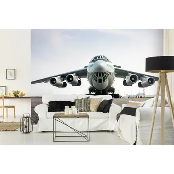 Fototapeta DIMEX | Samolepicí vliesová fototapeta na zeď Velké nákladní letadlo MA-5-2837 | 375 x 250 cm | zelená, bílá, šedá + Samolepicí vliesová fototapeta na stěnu DIMEX Velké nákladní letadlo MA52837 v rozměru 375 x 250 cm