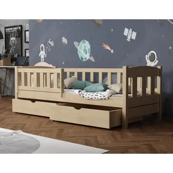 Dětská postel Dětská postel z masivu borovice BEN se šuplíky - 200x80 cm - PŘÍRODNÍ BOROVICE
