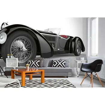 Fototapeta DIMEX | Samolepicí vliesová fototapeta na zeď Záběr na přední kola MA-5-2727 | 375 x 250 cm | červená, bílá, černá + Samolepicí vliesová fototapeta na stěnu DIMEX Záběr na přední kola MA52727 v rozměru 375 x 250 cm
