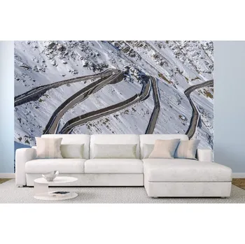 Fototapeta DIMEX | Samolepicí vliesová fototapeta na zeď Silnice v jižním Tyrolsku MA-5-2867 | 375 x 250 cm | bílá, šedá + Samolepicí vliesová fototapeta na stěnu DIMEX Silnice v jižním Tyrolsku MA52867 v rozměru 375 x 250 cm