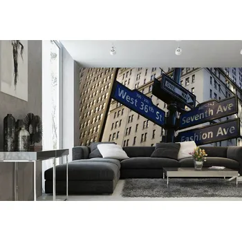 Fototapeta DIMEX | Samolepicí vliesová fototapeta na zeď Značky ulic v New Yorku MA-5-2990 | 375 x 250 cm | modrá, bílá, béžová + Samolepicí vliesová fototapeta na stěnu DIMEX Značky ulic v New Yorku MA52990 v rozměru 375 x 250 cm