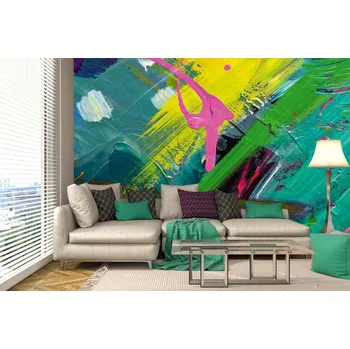 Fototapeta DIMEX | Samolepicí vliesová fototapeta na zeď Ručně malované pozadí MA-5-2560 | 375 x 250 cm | zelená, modrá, bílá, žlutá, růžová + Samolepicí vliesová fototapeta na stěnu DIMEX Ručně malované pozadí MA52560 v rozměru 375 x 250 cm